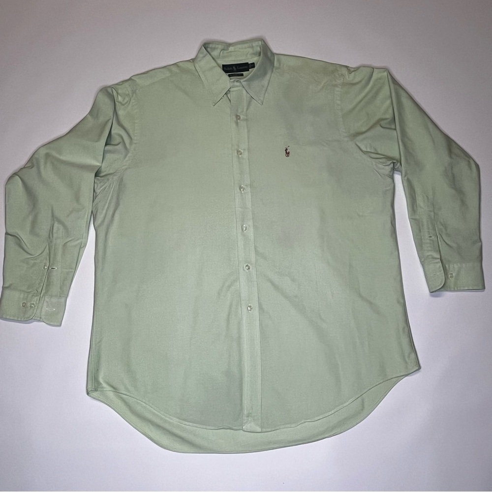 Ralph Lauren Classic Mint Green Casual Men’s Button Down Shirt 17 34/36